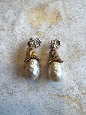 1960s Sarah Coventry Fashion Parade Gold Tone Faux Pearl Pendants Vintage